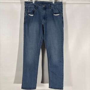 Buffalo David Bitton Mens Jeans 34X30 Blue Denim Adam Slim Stretch Mid-Wash 90s